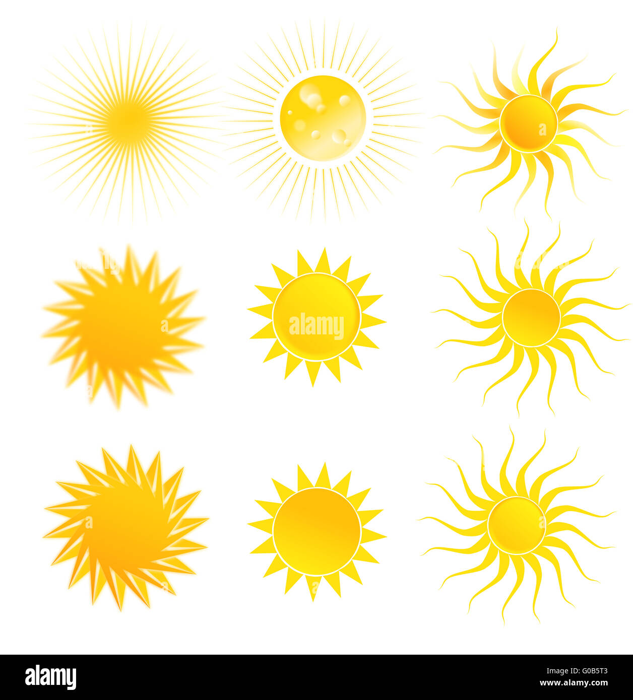 Illustration of set of suns isolated on a white background Stock Photo ...