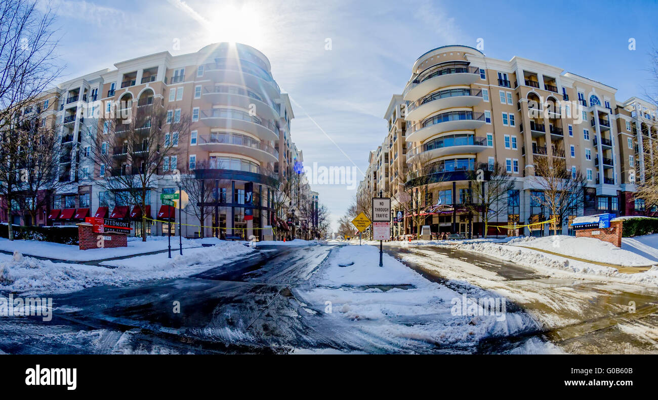 winter street scenes around piedmont town centre charlotte,nc Stock Photo