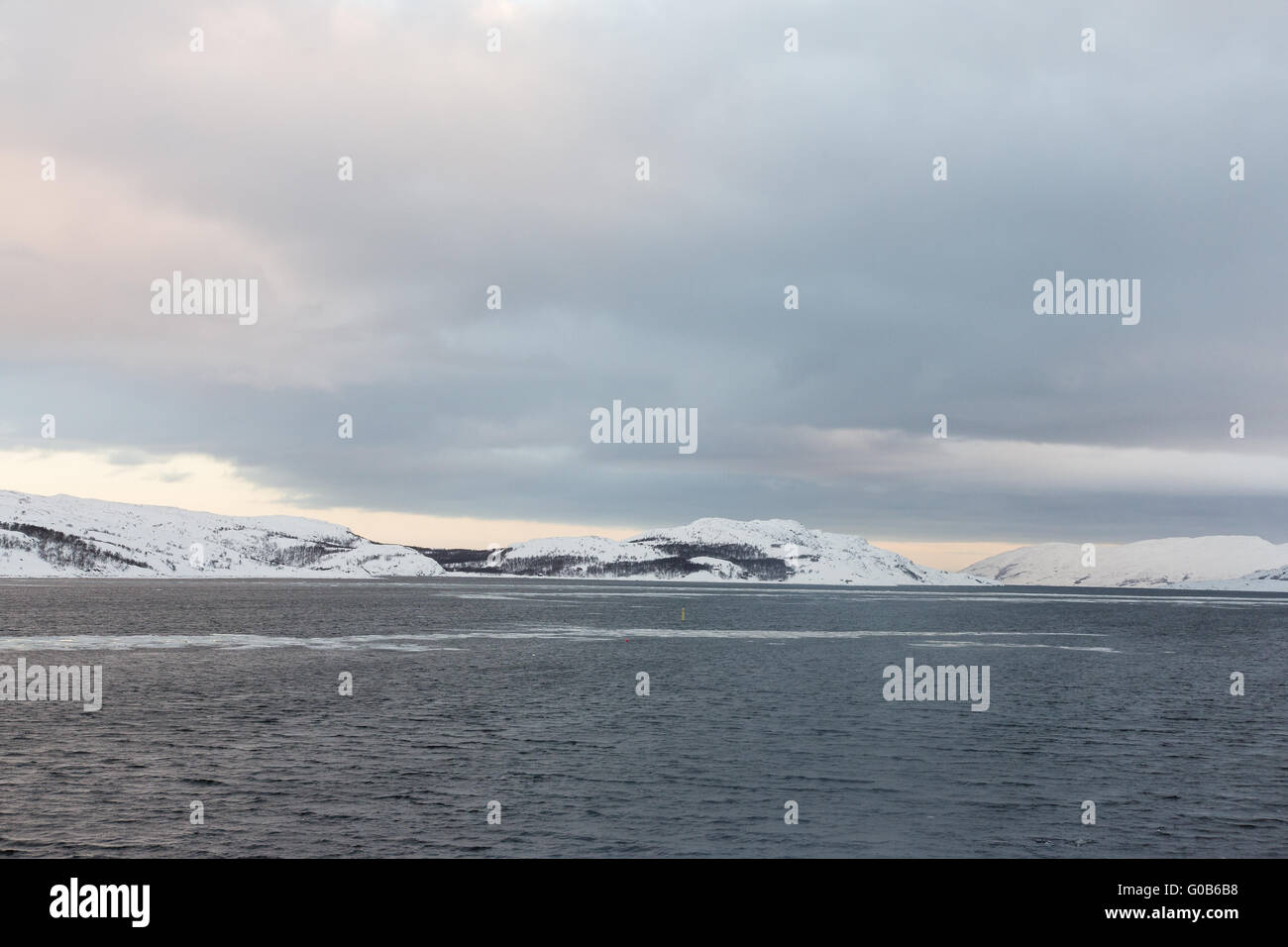 Barents Sea before Kirkenes in Northern Norway, Fj Stock Photo