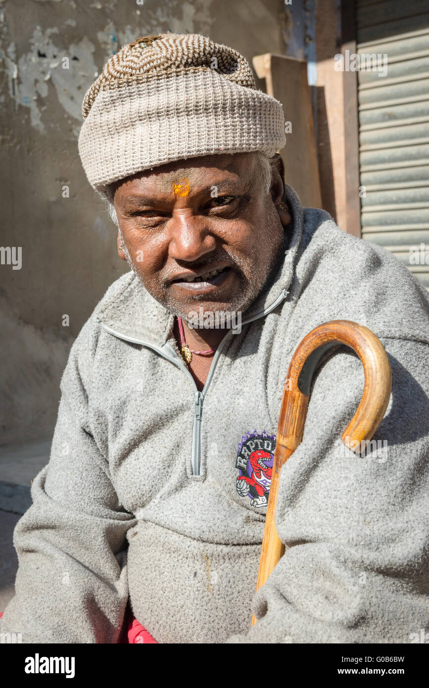Portrait of man in old city of Jodhpur Stock Photo