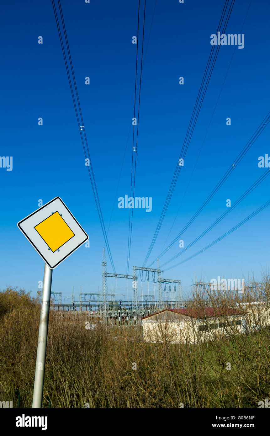 Relay Station with Yield Sign 3 Stock Photo