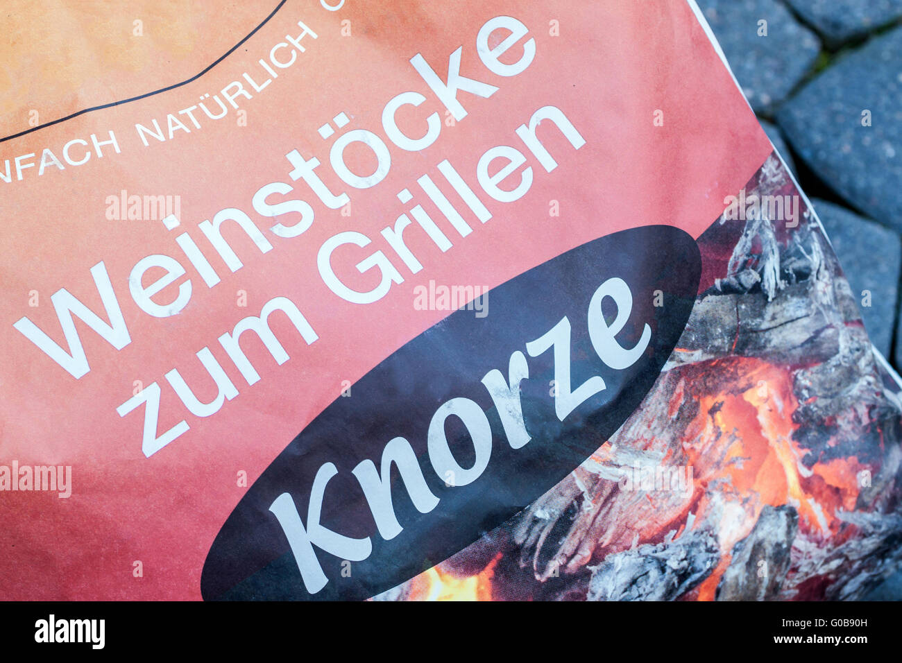 bag with so called Knorzen, grapevines to fuel a Stock Photo