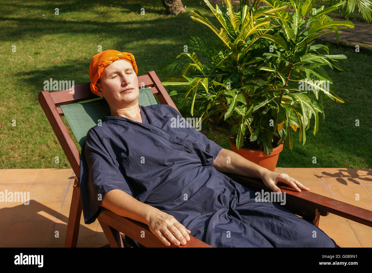 woman has a rest after an ayurveda-application, on Stock Photo