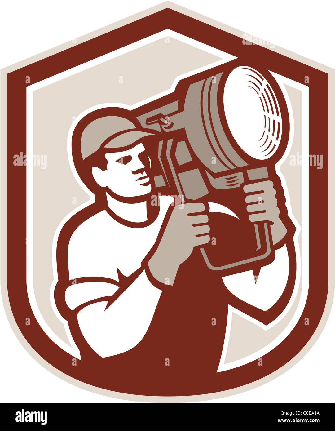 Electrical Lighting Technician Carry Spotlight Shield Stock Photo Alamy