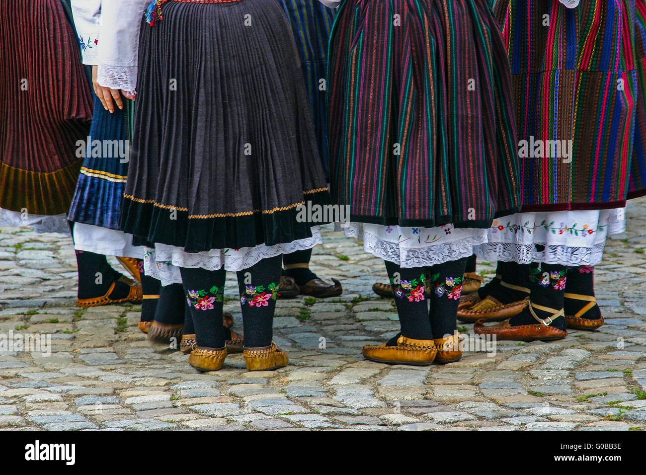 Accent on the beautiful bulgarian folk clothes Stock Photo