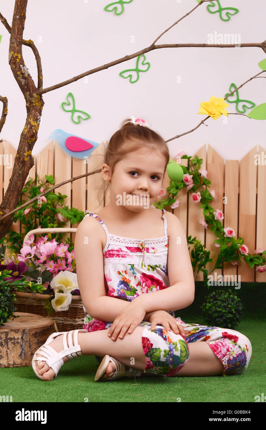 Portrait of cute little girl in country style Stock Photo - Alamy