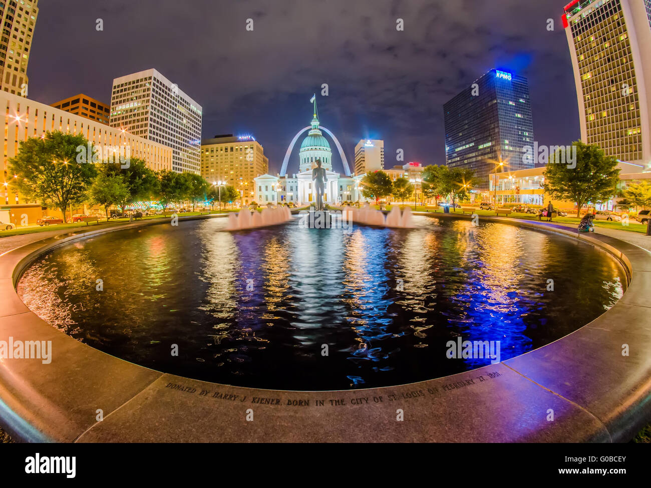 St. Louis downtown skyline buildings at night Stock Photo - Alamy