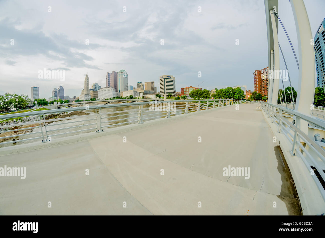 Columbus Ohio skyline and downtown streets in late afternoon Stock