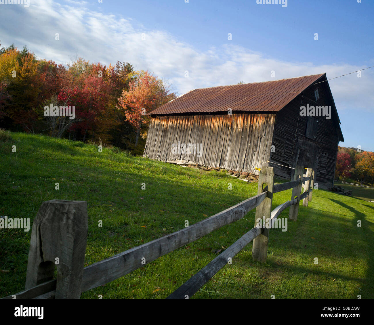 Vermont U.S.A. Oct.15 A Vermont barn in the Fall Stock Photo