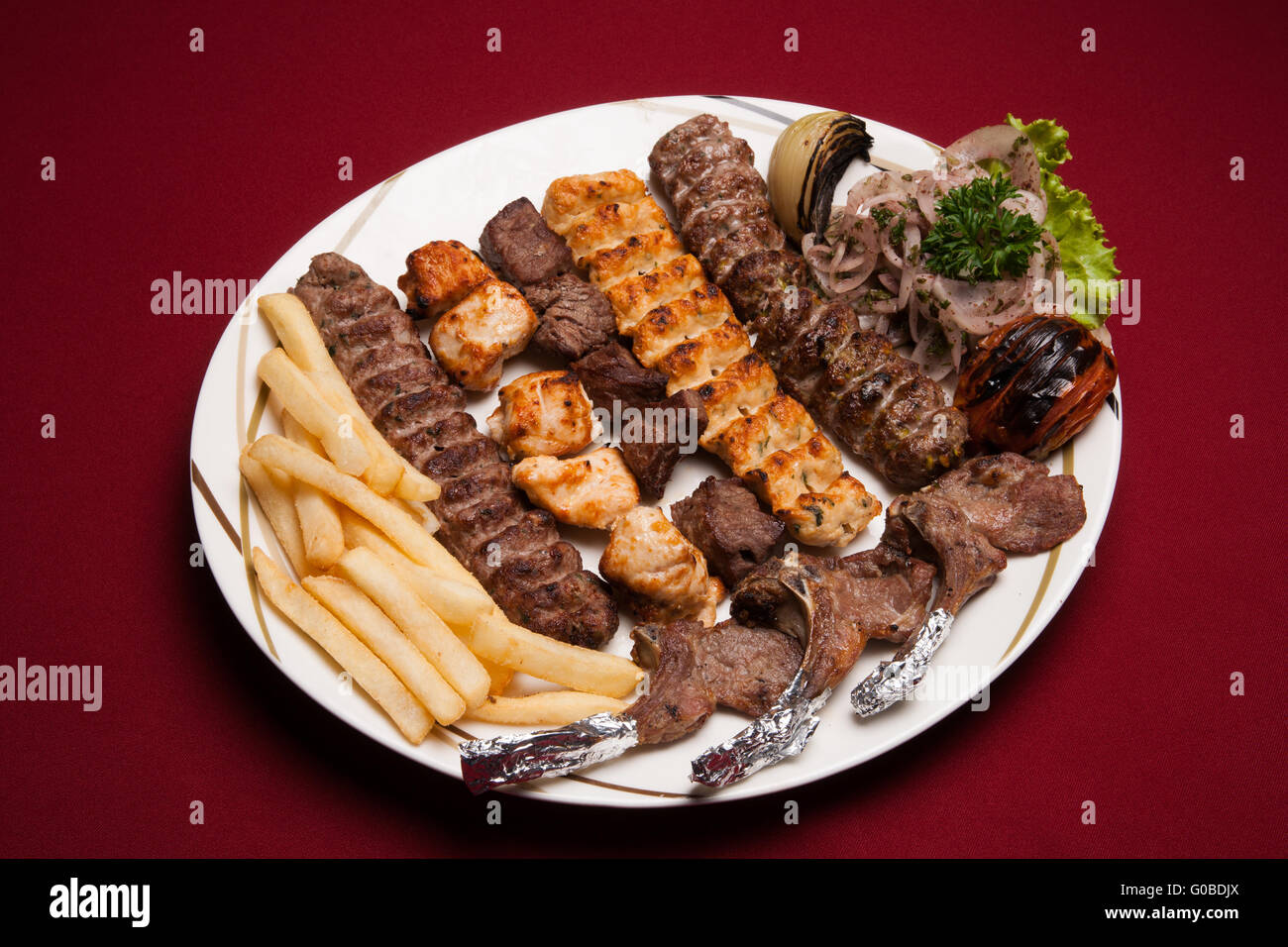 Mixed grills. Lebanese and Middle Eastern food. Stock Photo