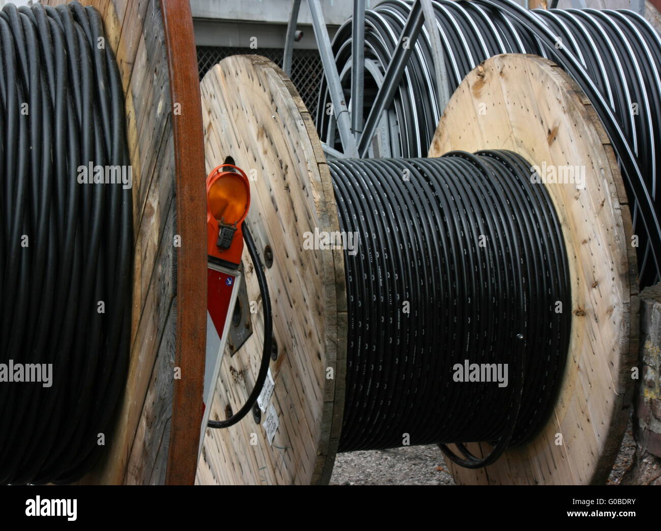Cable drum Stock Photo