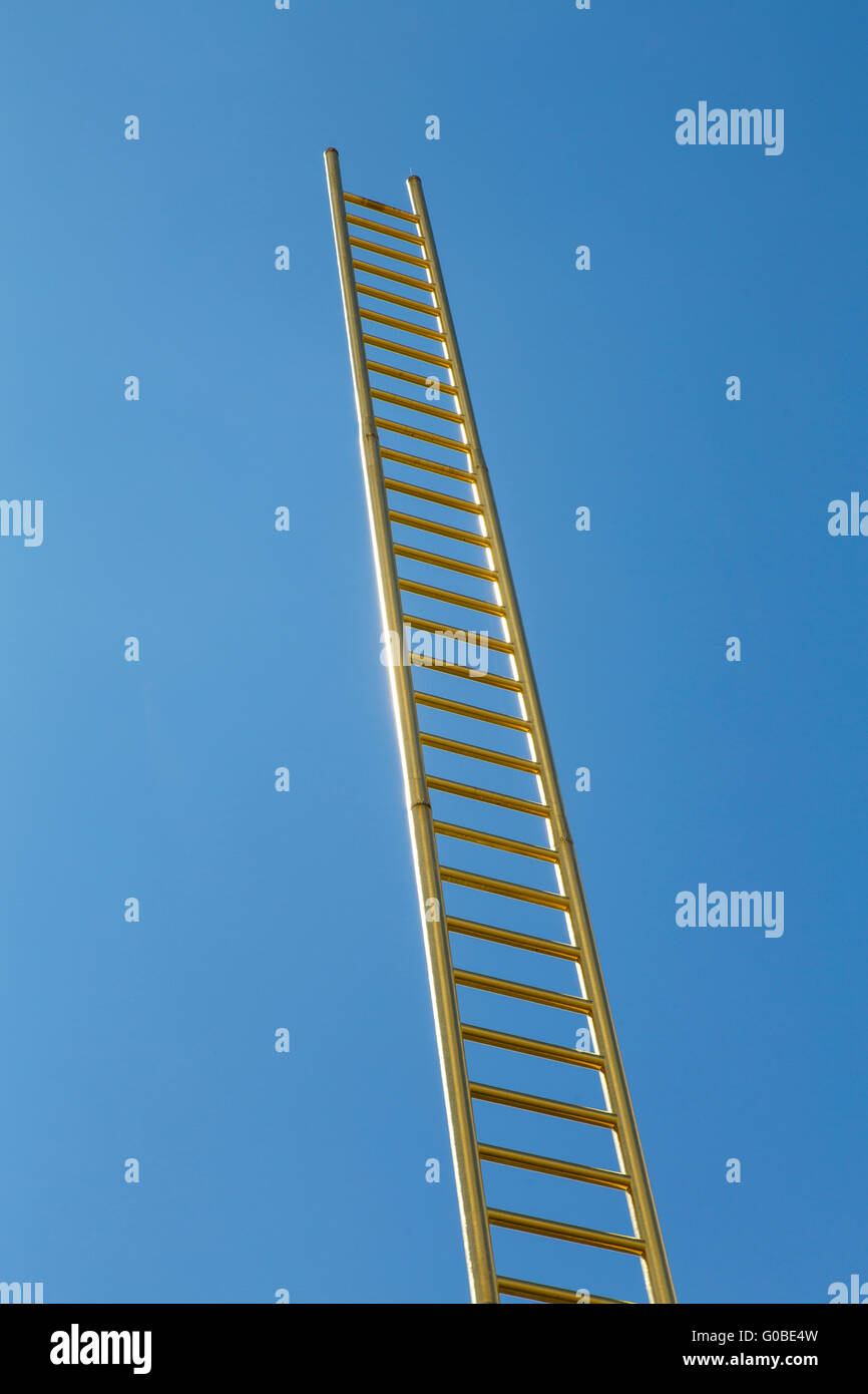 Artwork Golden ladder, 65meter high installation in shopping center