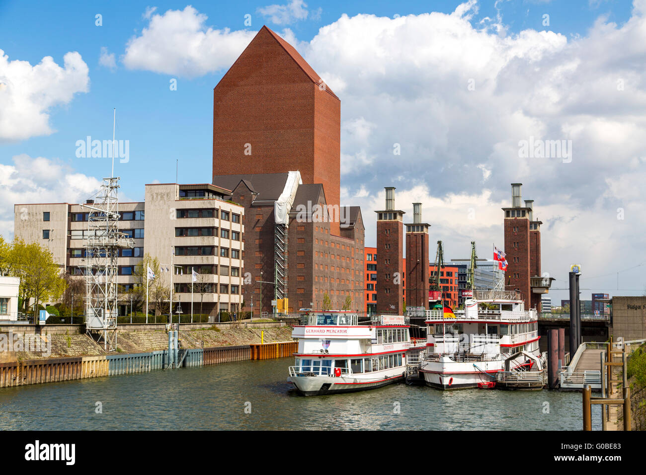 The Innenhafen, Inner Harbor Duisburg, was a central harbor at river Rhine, transformed in a cultural, office and living place, Stock Photo