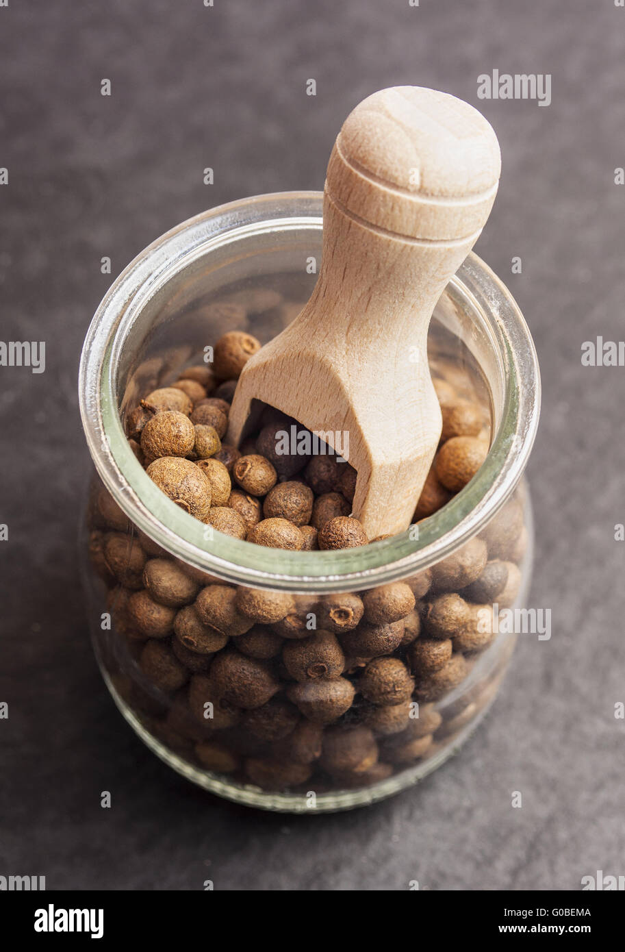 Allspice (jamaica pepper) berries texture, background full frame. Used
