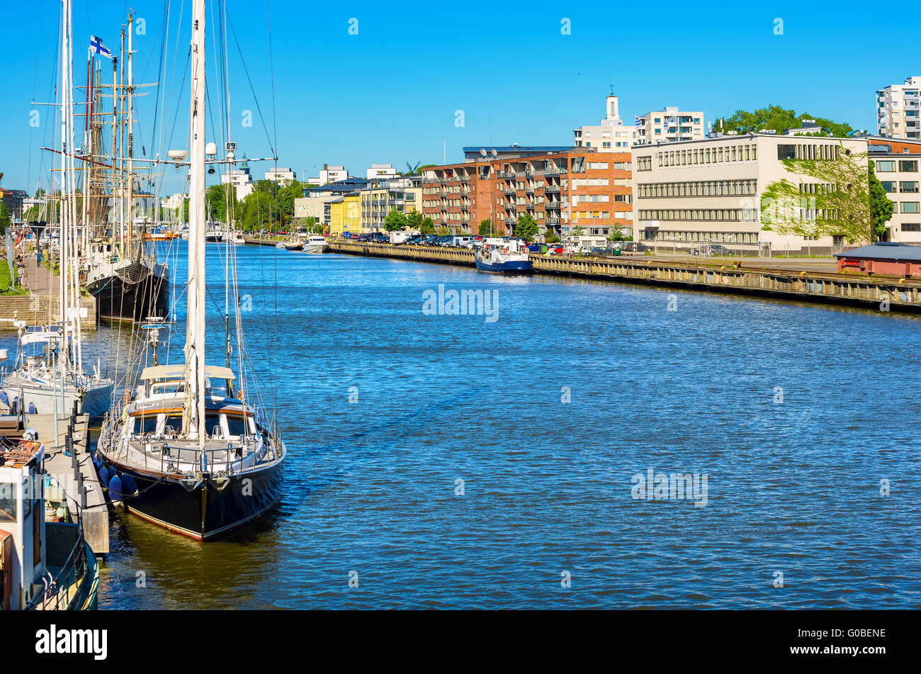 View of the River Aura in Turku (Abo). Finland, Europe Stock Photo
