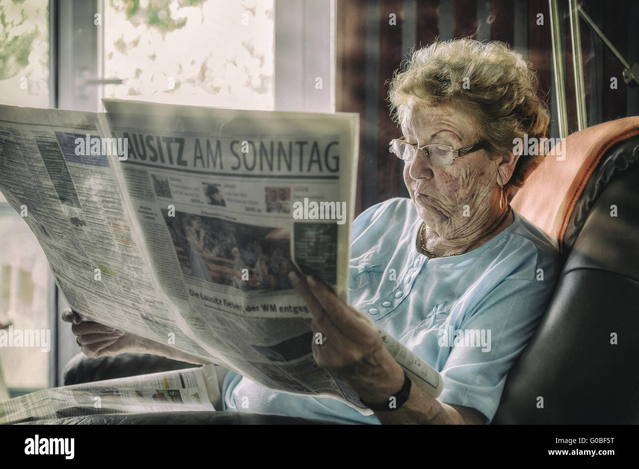 reading Senior Woman Stock Photo