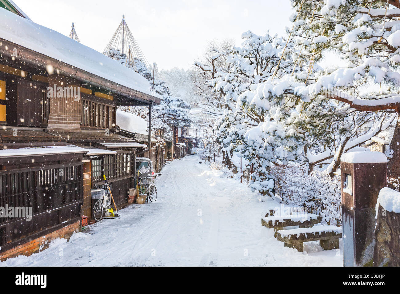 Winter in Takayama ancient city in Japan Stock Photo - Alamy