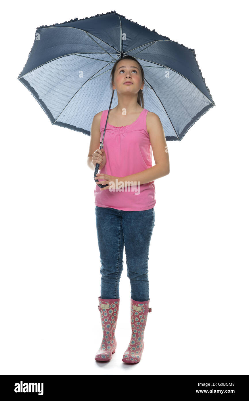 Trendy young girl holding an umbrella Stock Photo