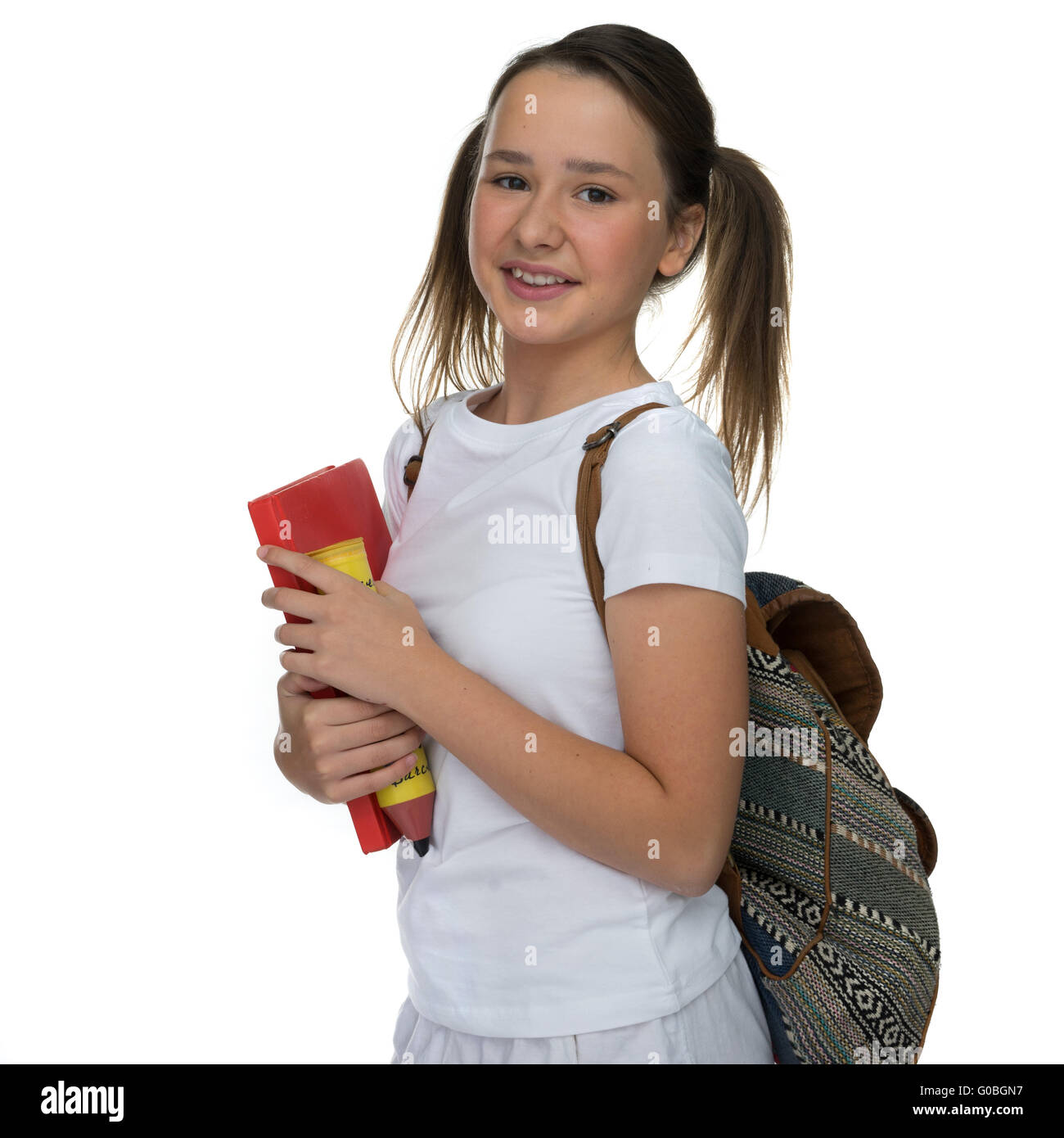 Smiling happy attractive young schoolgirl Stock Photo - Alamy