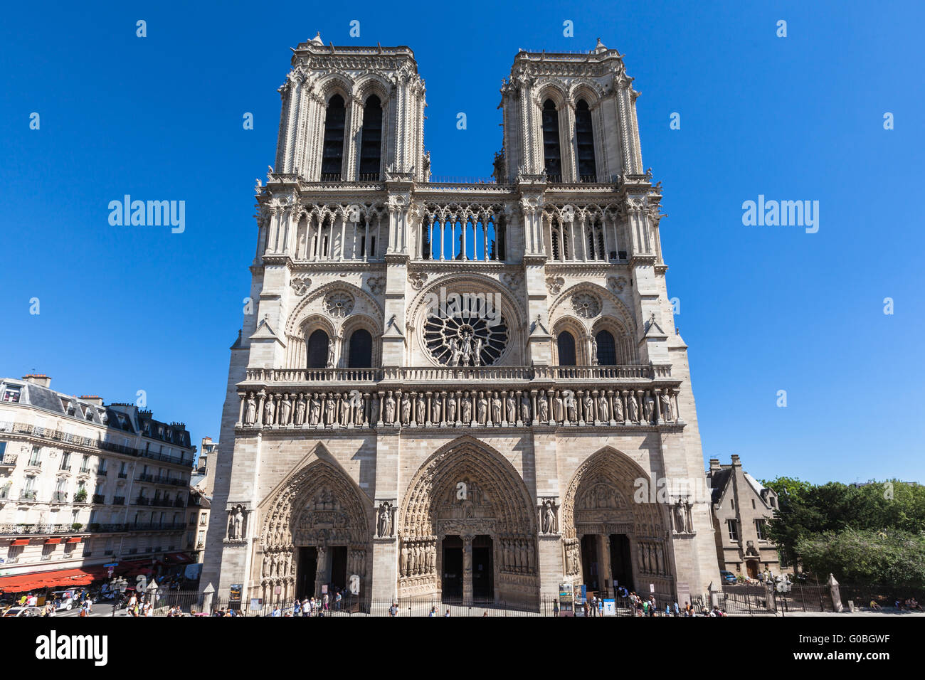 Front view of Notre Dame in Paris, France Stock Photo