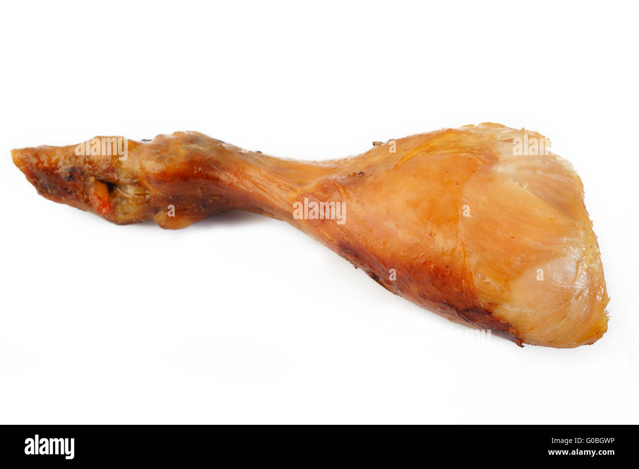 Baked chicken drumstick on white background Stock Photo