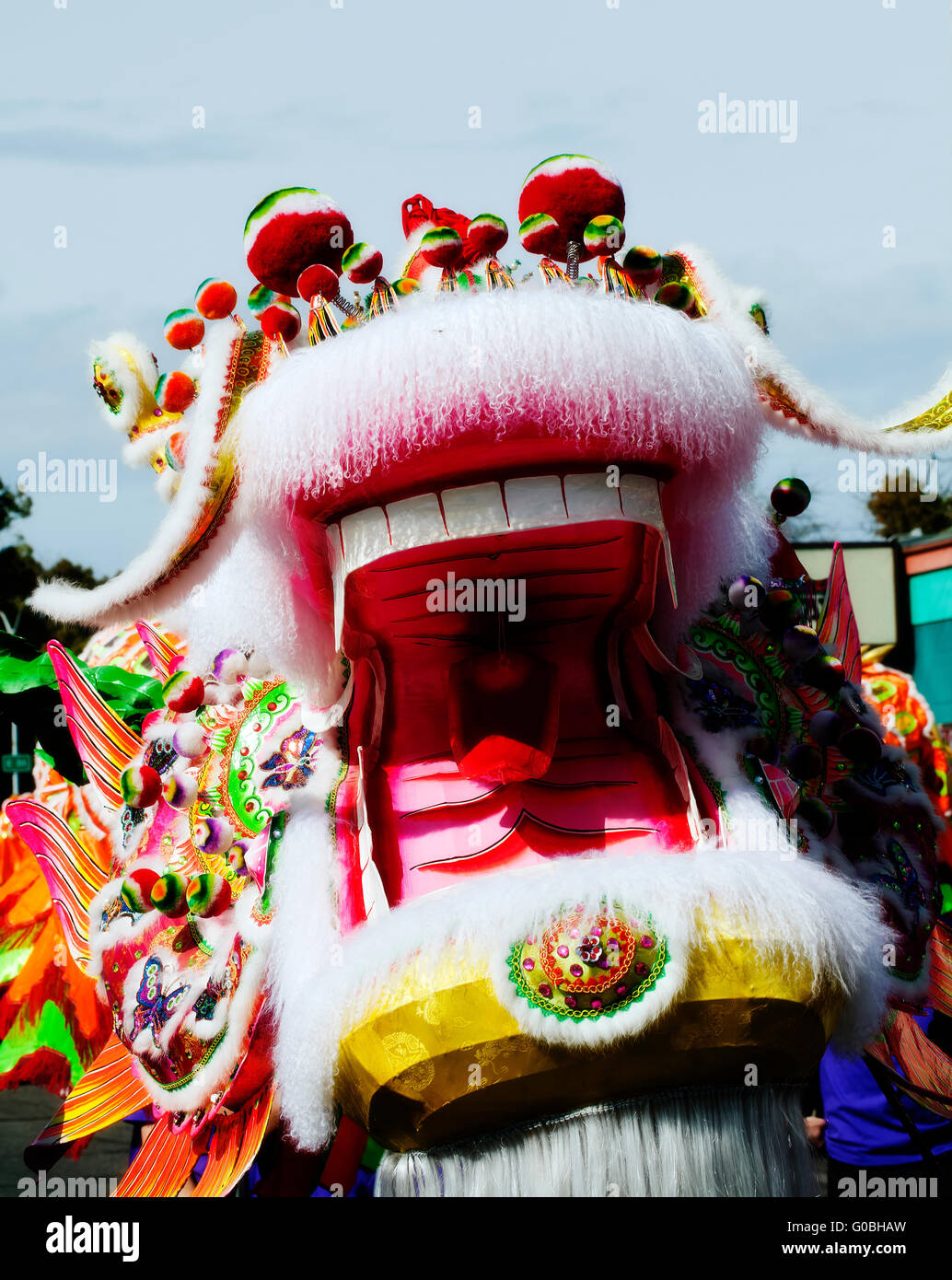 Head And Open Mouth Chinese Dragon Outdoors Stock Photo