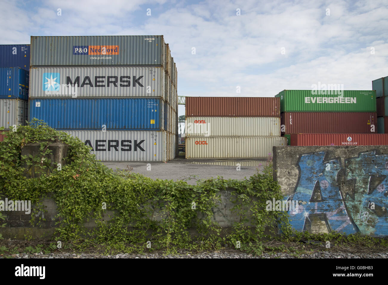 In the container harbour of Dortmund, Germany Stock Photo
