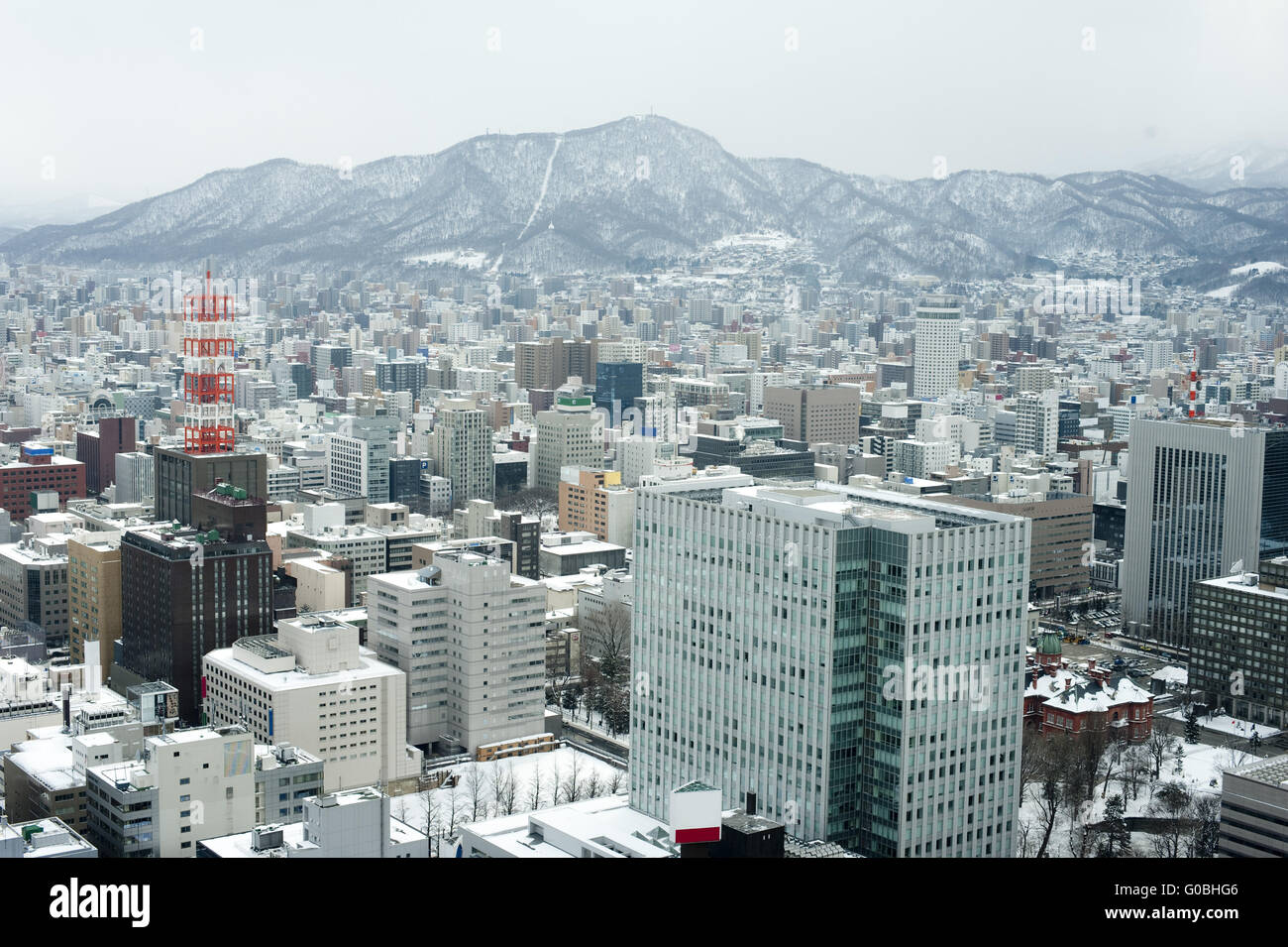 City of Sapporo as viewed from the JR Tower Stock Photo