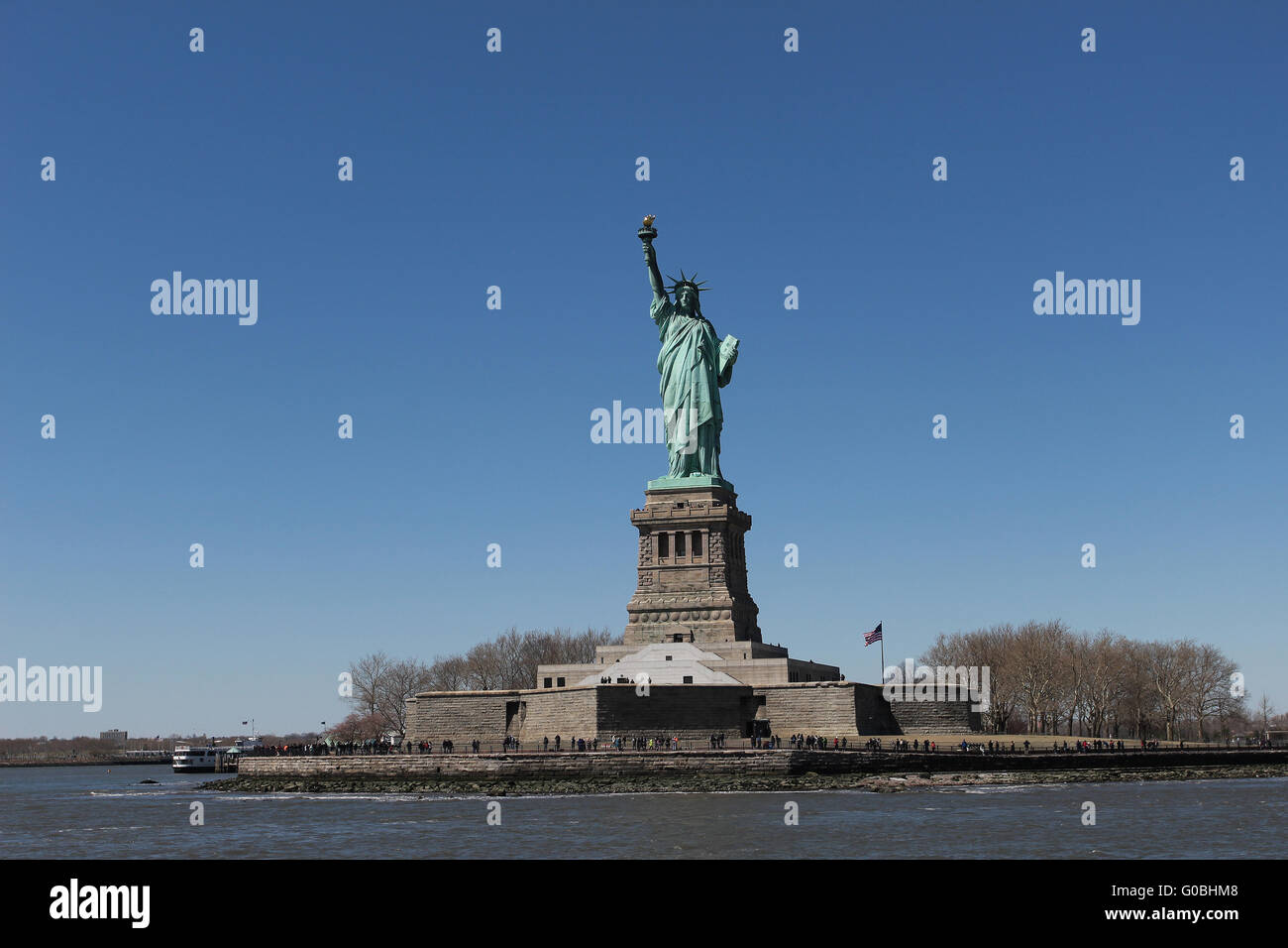 The Statue of Liberty on Liberty Island in New York Harbour USA Stock Photo