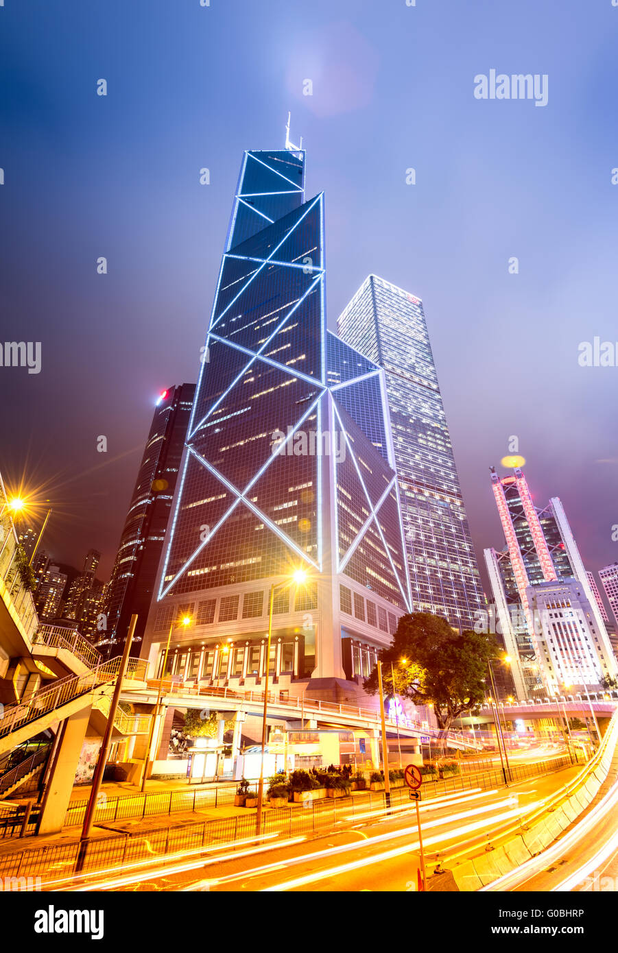 Central business district of Hong Kong at night Stock Photo - Alamy