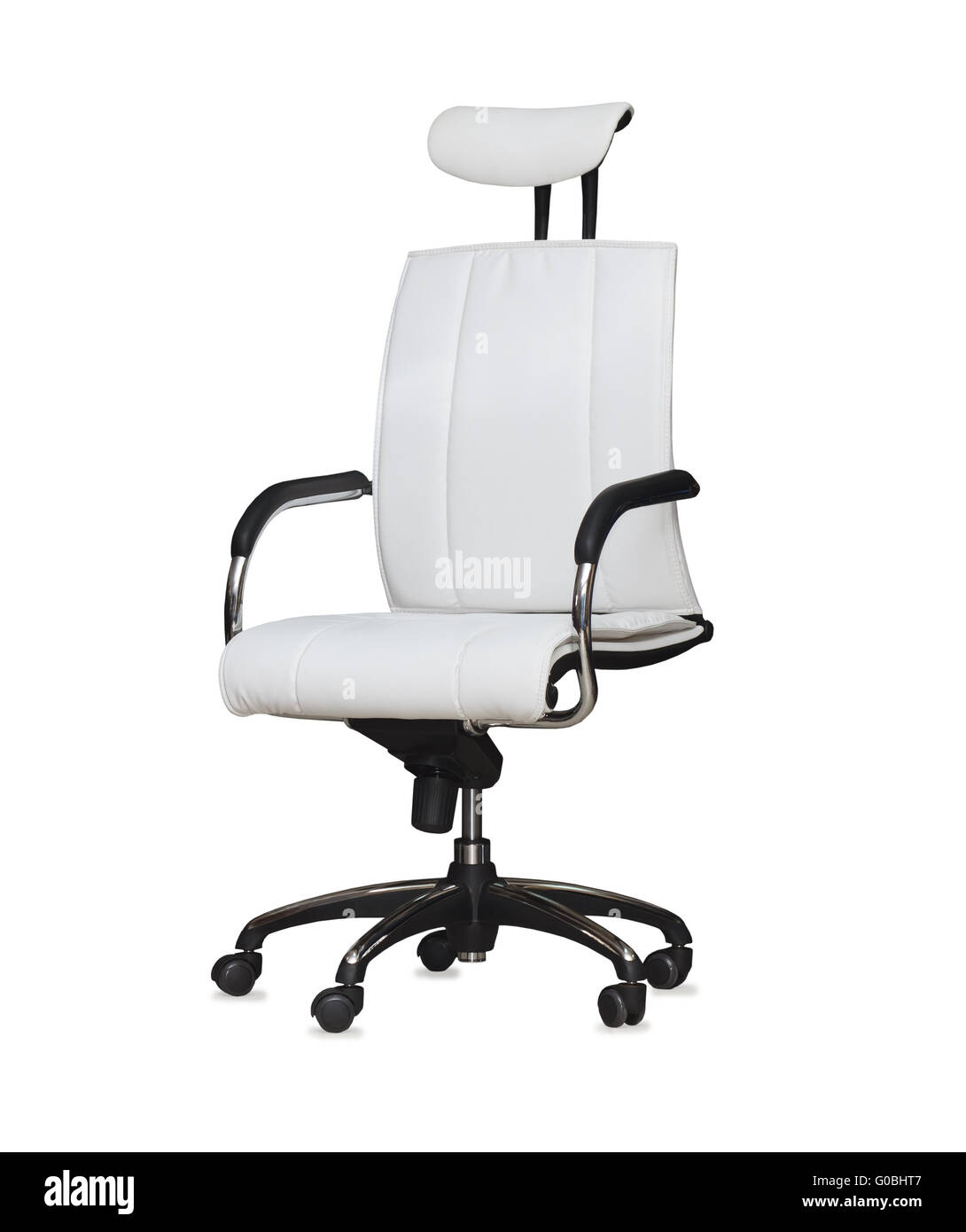 Modern office chair from white leather. Isolated Stock Photo Alamy