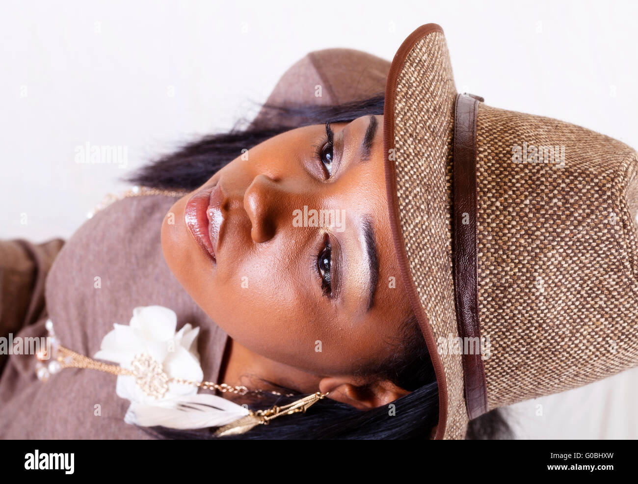 Black woman with hat hi-res stock photography and images - Alamy