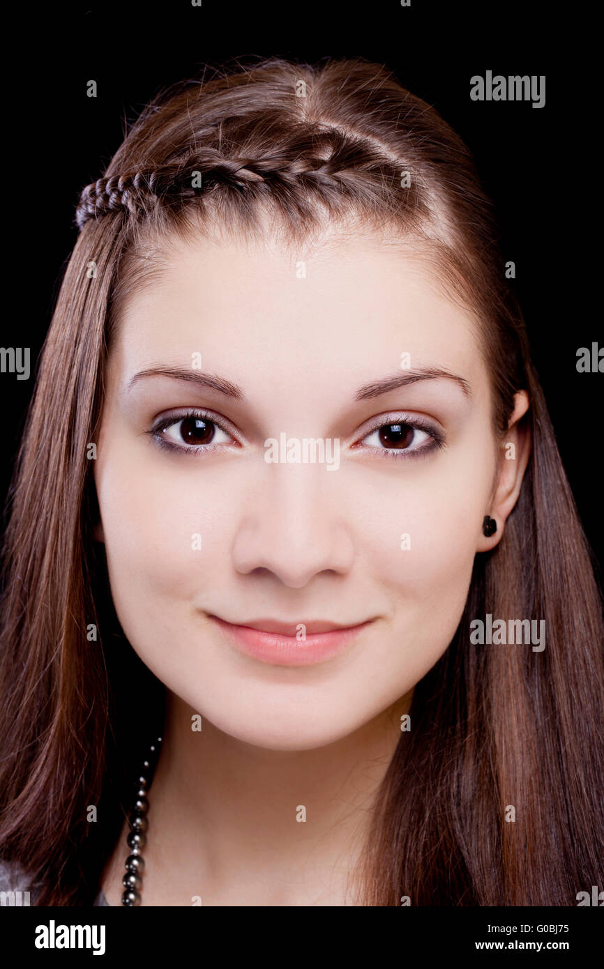 Young Caucasian Teen Woman Portrait Black Background Stock Photo
