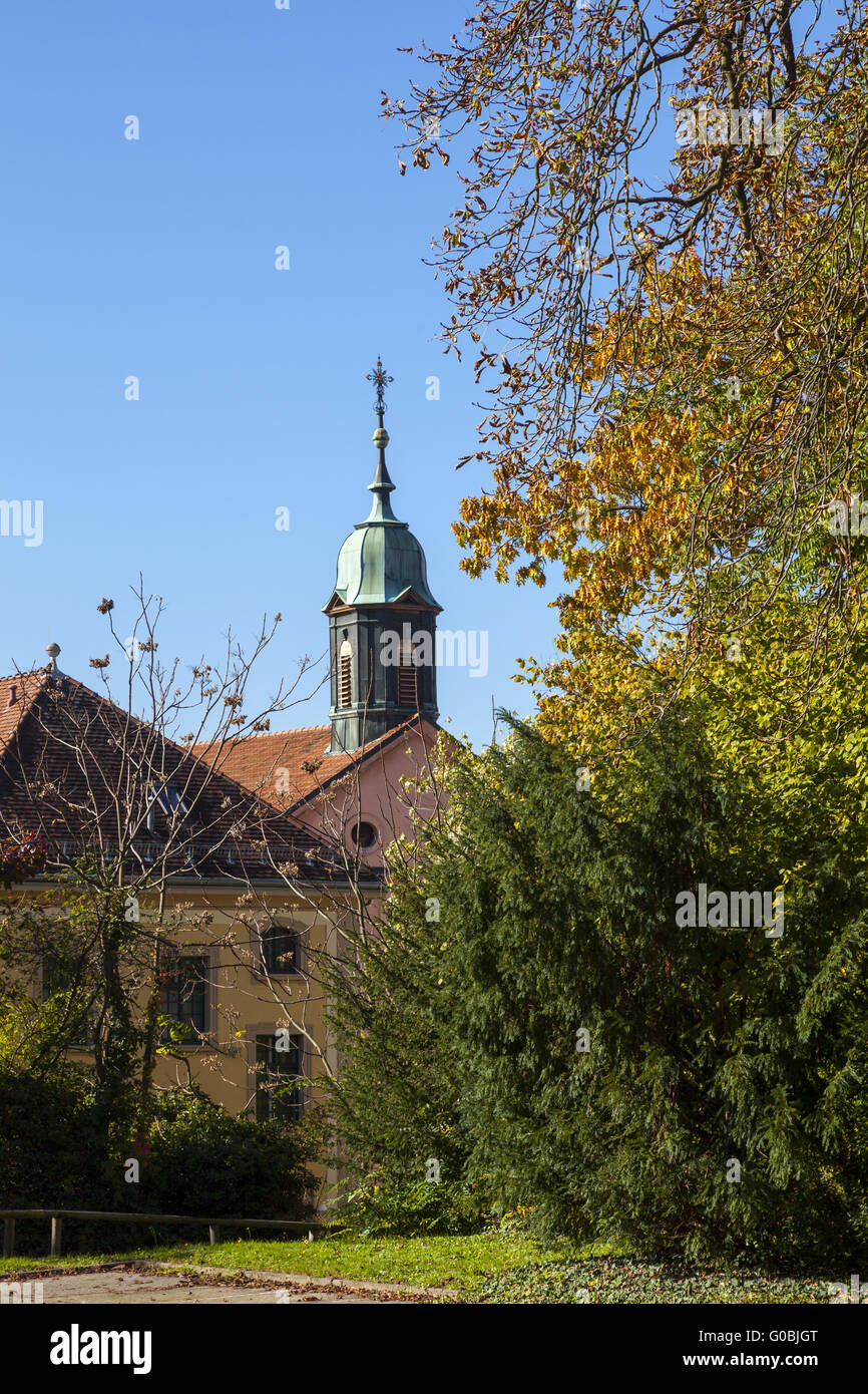 View of the tower of the Historical Town hall in R Stock Photo