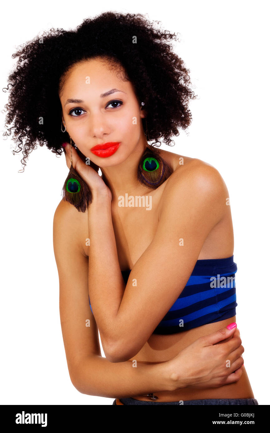 Skinny African American Woman Wearing Tube Top Stock Photo - Alamy