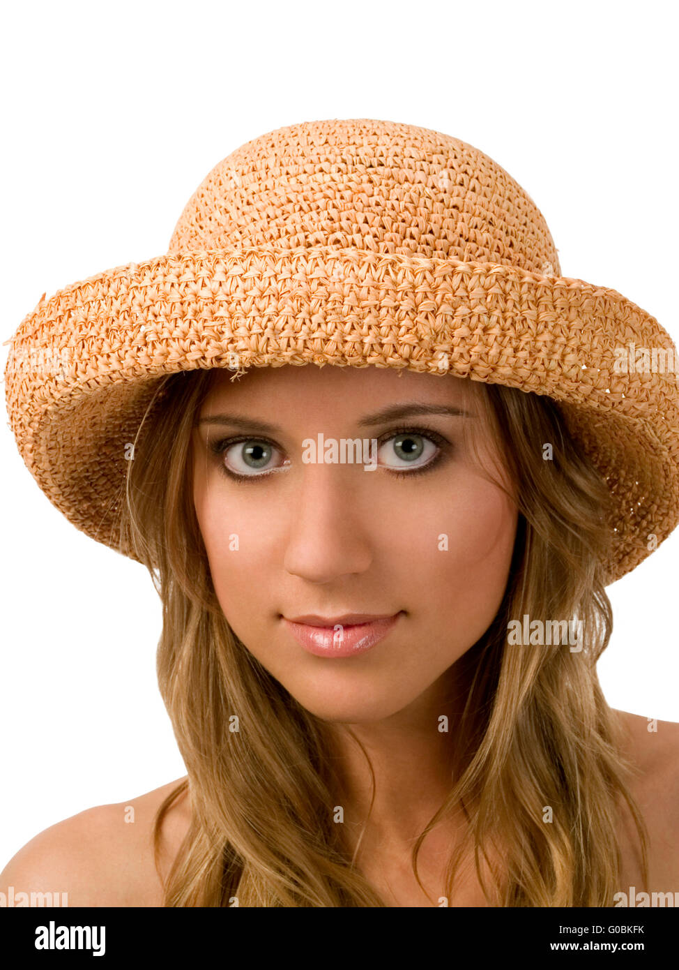 Young Blond Woman Portrait in a straw hat Stock Photo - Alamy