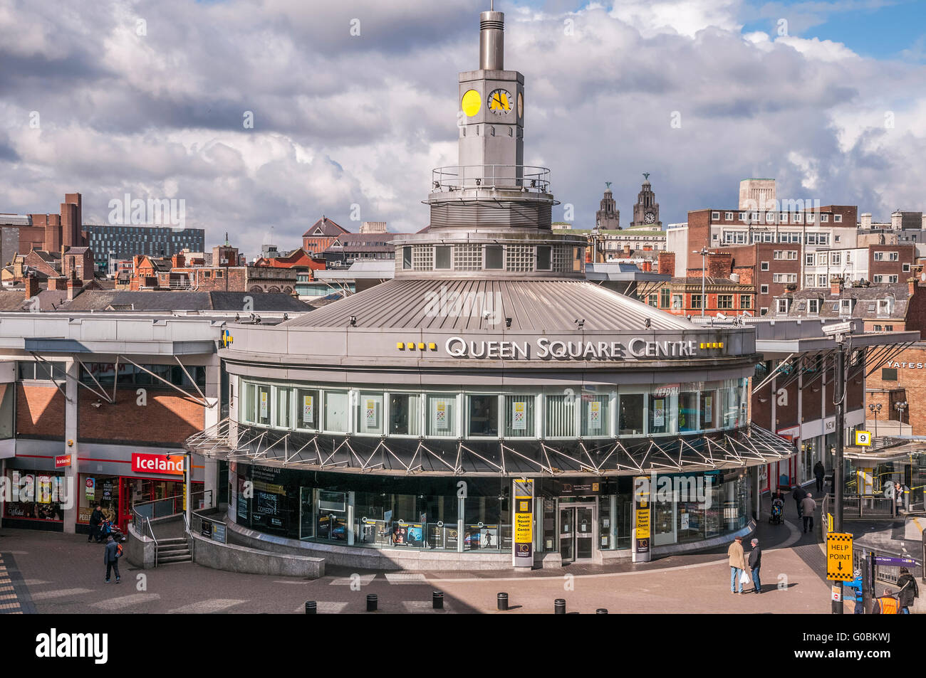 Queens Square bus station and Merseytravel shop in Liverpool city