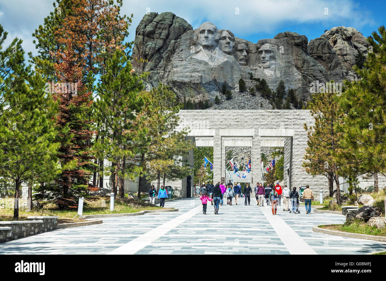 Mount Rushmore monument with tourists near Keystone, SD Stock Photo Alamy