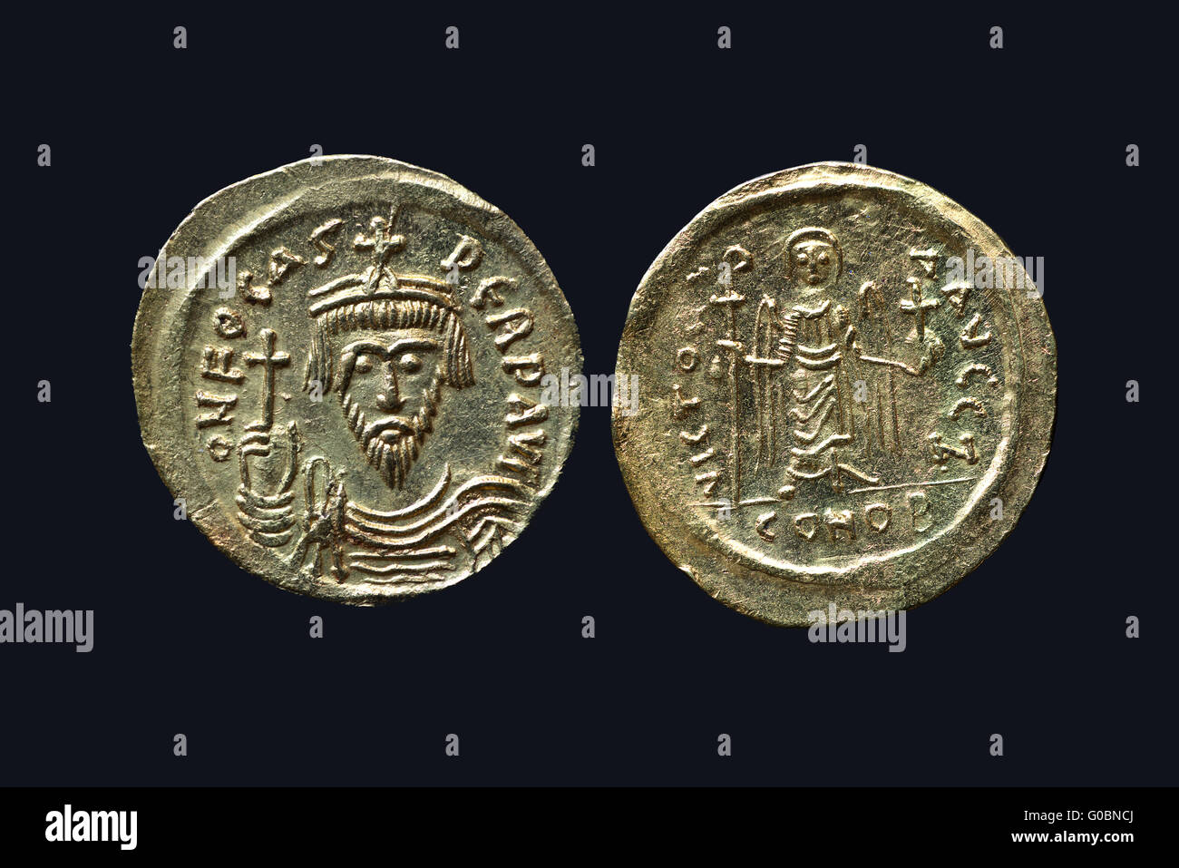 Solidus of the Byzantine Empire, Emperor Phocas Stock Photo