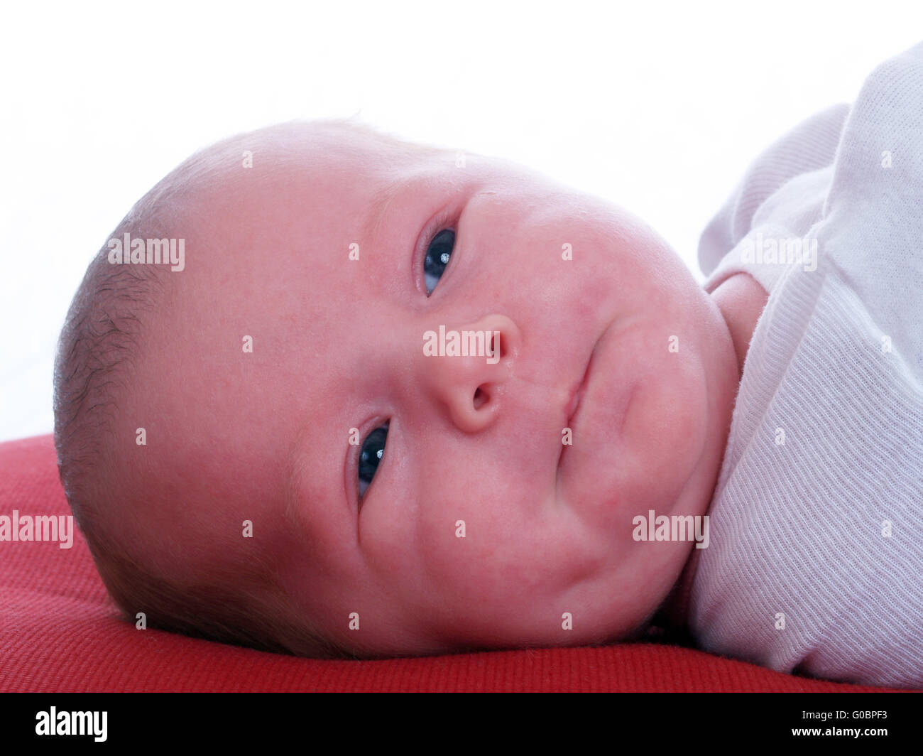 three weeks old baby girl closeup portrait Stock Photo