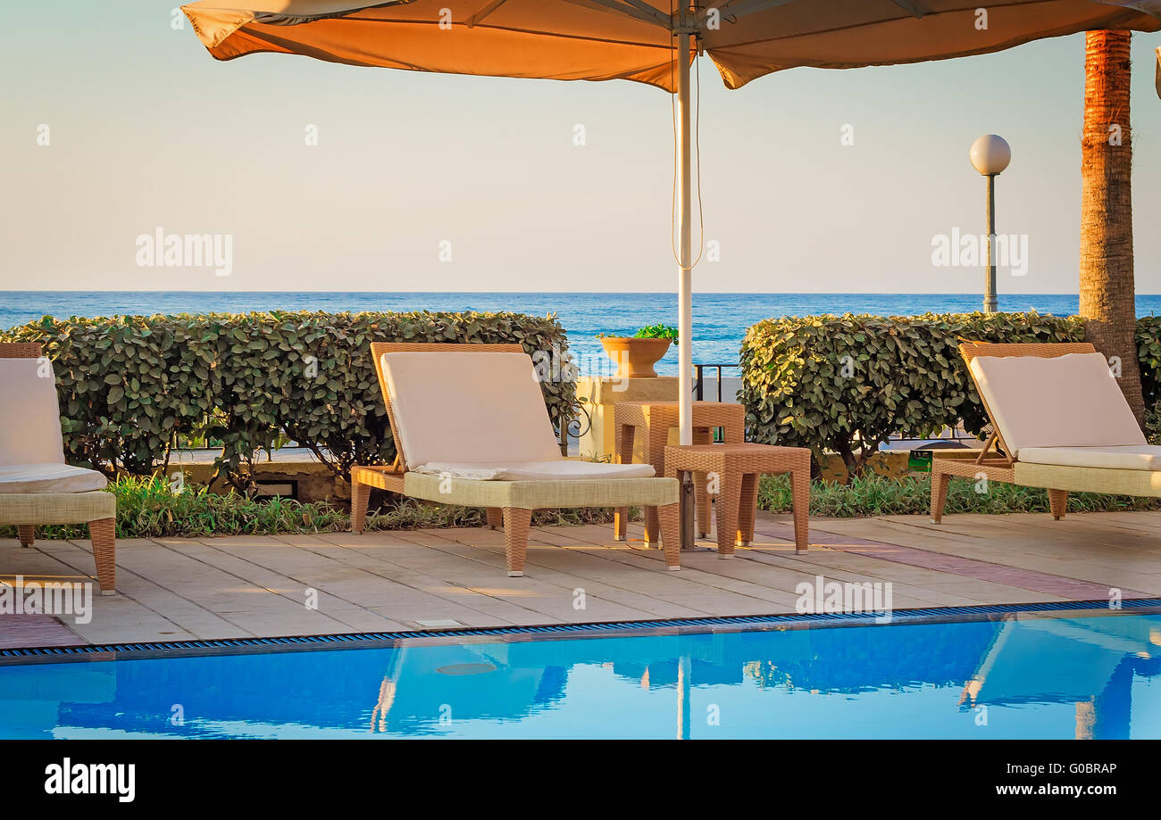 Convenient small pool at the resort, on the sea co Stock Photo