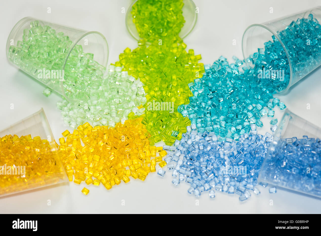 different transparent dyed plastic resins Stock Photo
