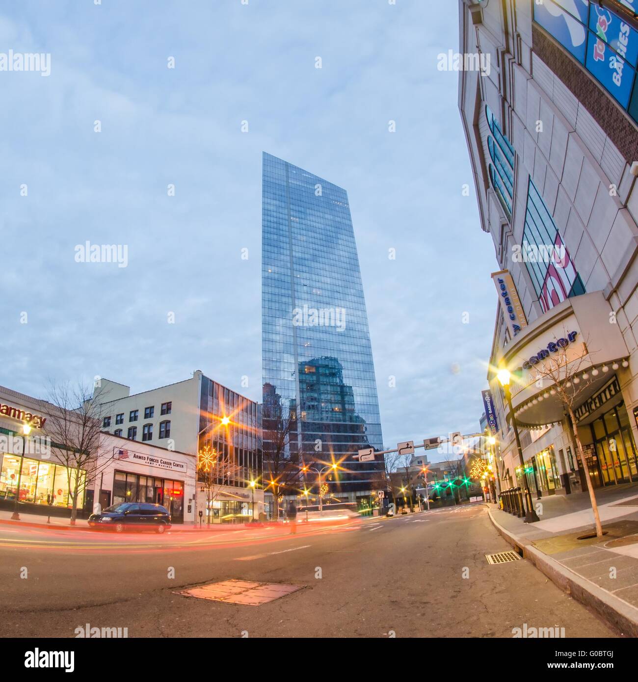 white plains ny city stree scenes and skyline Stock Photo