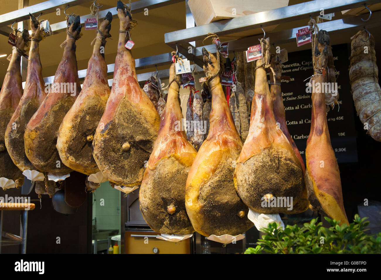 Jamon traditional meat in spanish cuisine. Stock Photo