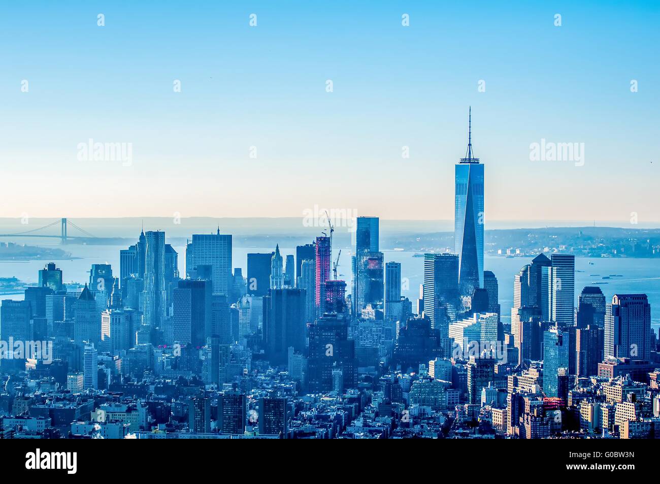 New York City Manhattan midtown aerial panorama view with skyscrapers ...