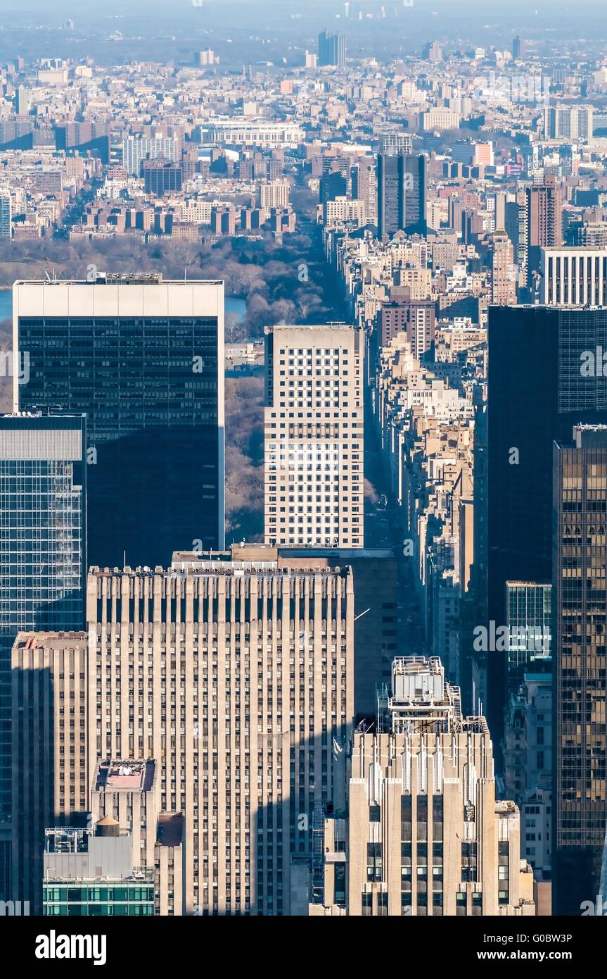 New York City Manhattan midtown aerial panorama view with skyscrapers Stock Photo