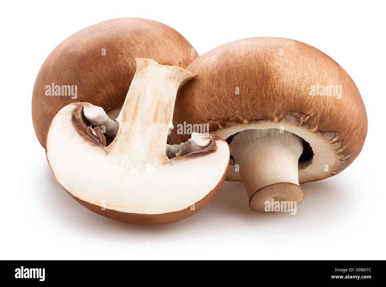 sliced mushrooms isolated Stock Photo