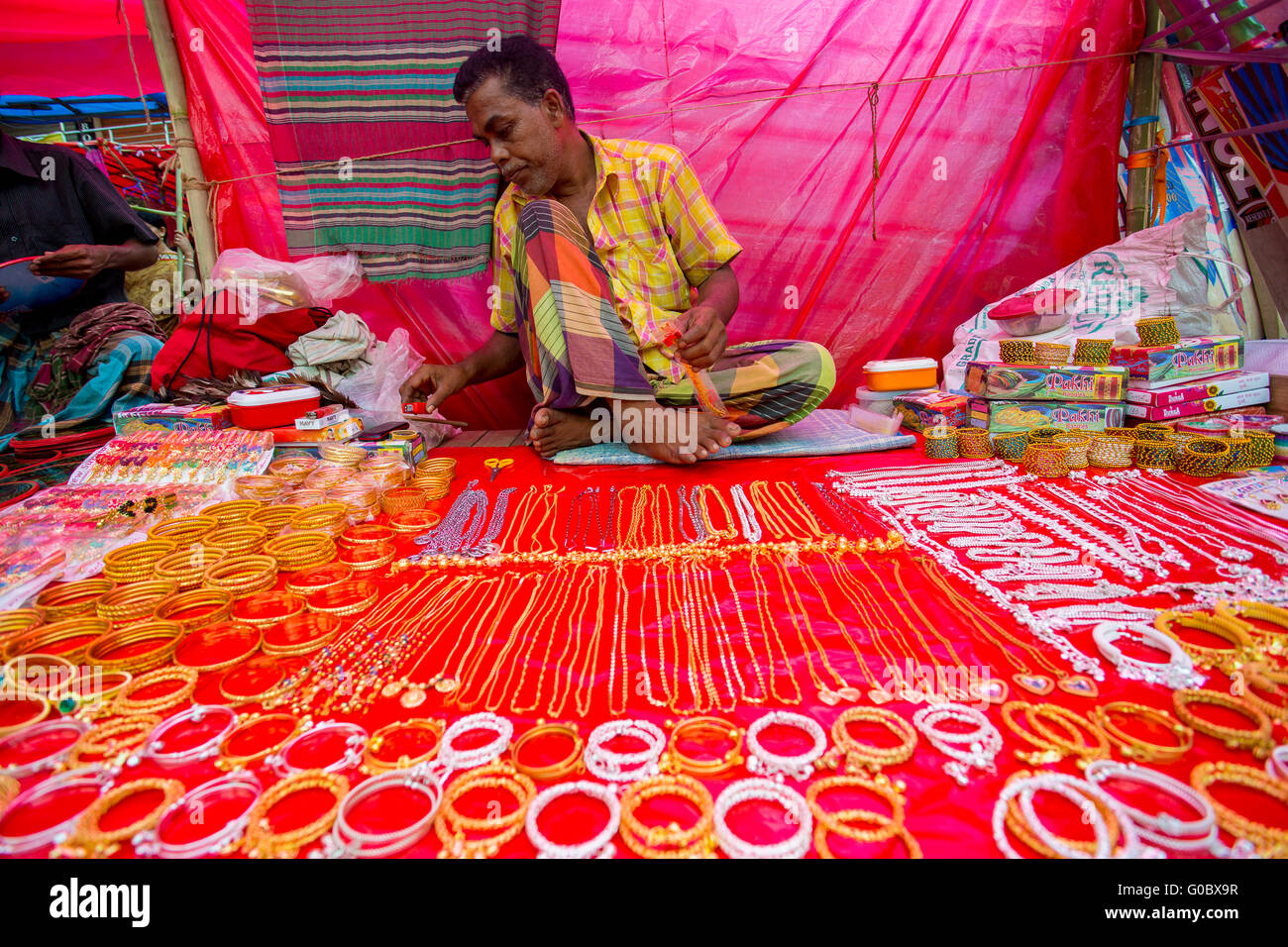 Colorful handmade ornaments, in a Bangla Pohela Baishakh fair. Stock Photo