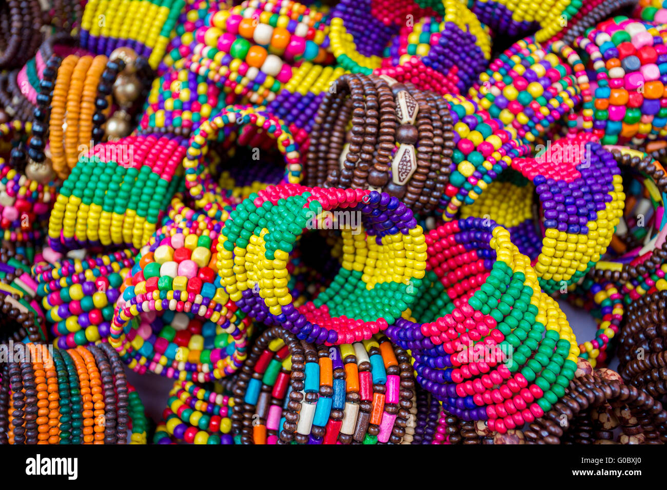 Colorful handmade ornaments, in a Bangla Pohela Baishakh fair. Stock Photo
