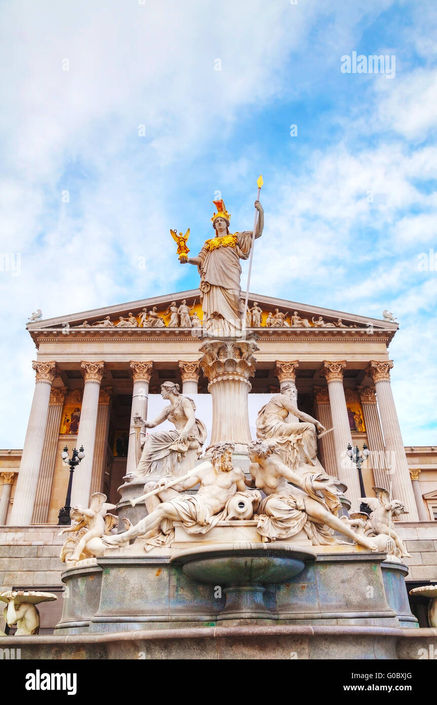Sculptures in front of the austrian parliament bui Stock Photo